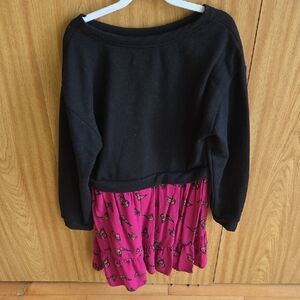 Black Sweatshirt Dress with Pink Skirt